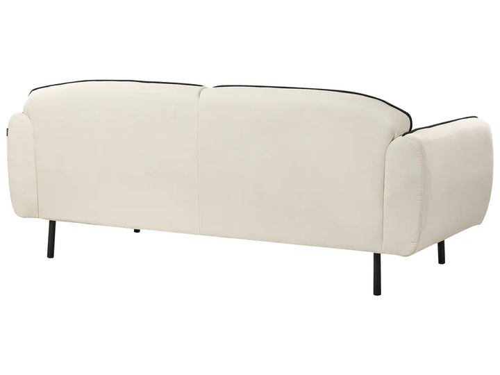 Sofa 3 Seater Fabric Light Beige with Ottoman Jalena