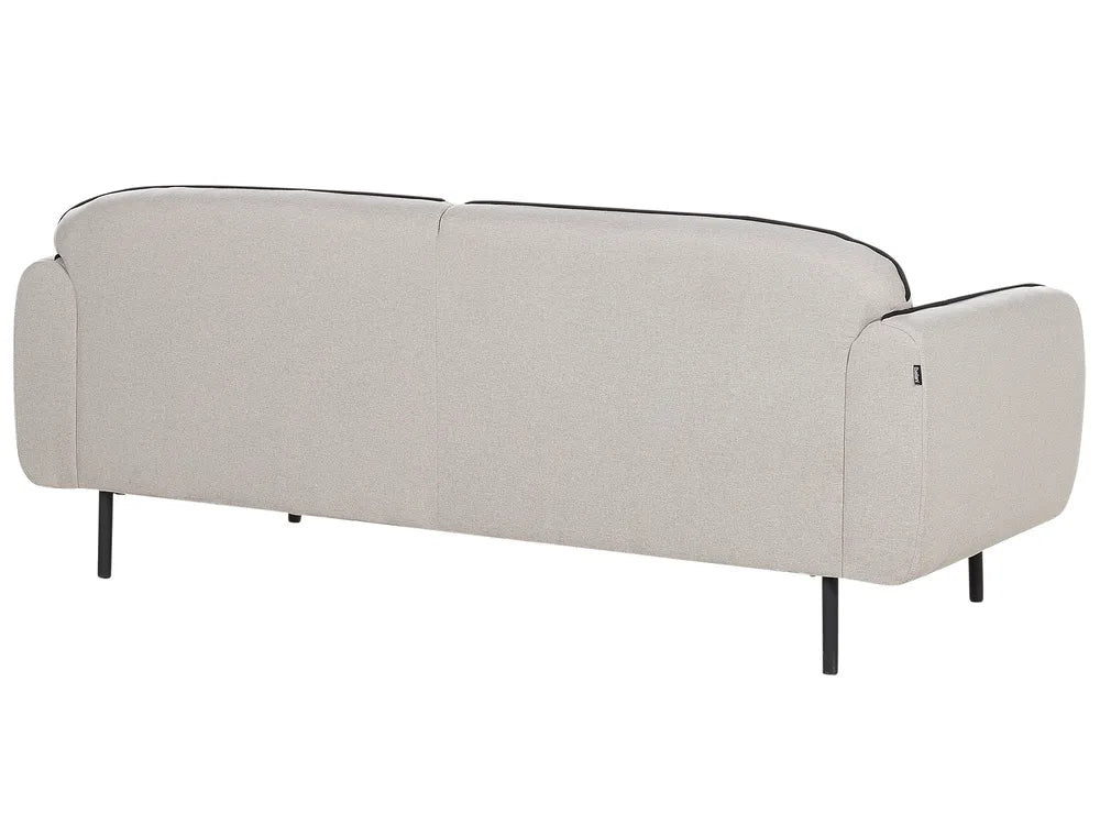 Sofa 3 Seater Fabric Light Grey with Ottoman Jalena