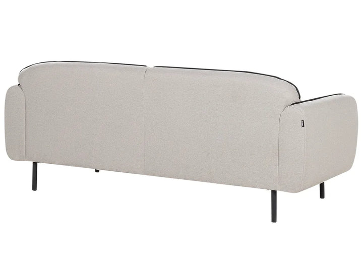Sofa 3 Seater Fabric Light Grey with Ottoman Jalena