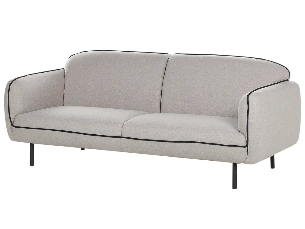 Sofa 3 Seater Fabric Light Grey with Ottoman Jalena