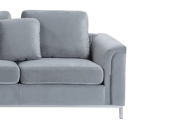 Corner Sofa 4 Seater Velvet Grey Left Hand Thremo
