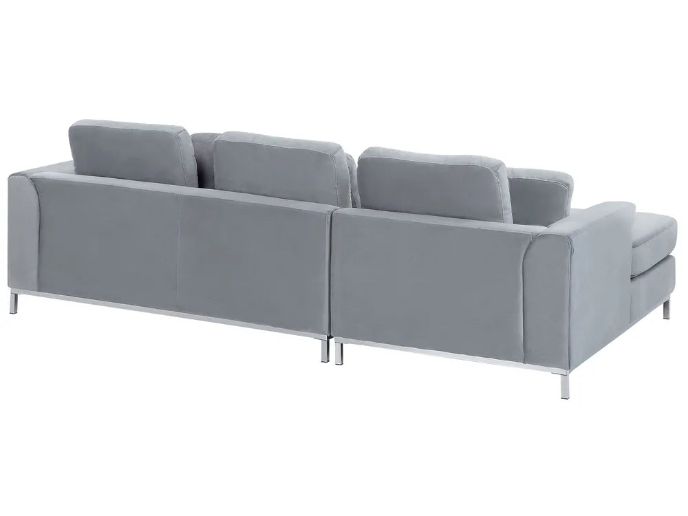 Corner Sofa 4 Seater Velvet Grey Left Hand Thremo