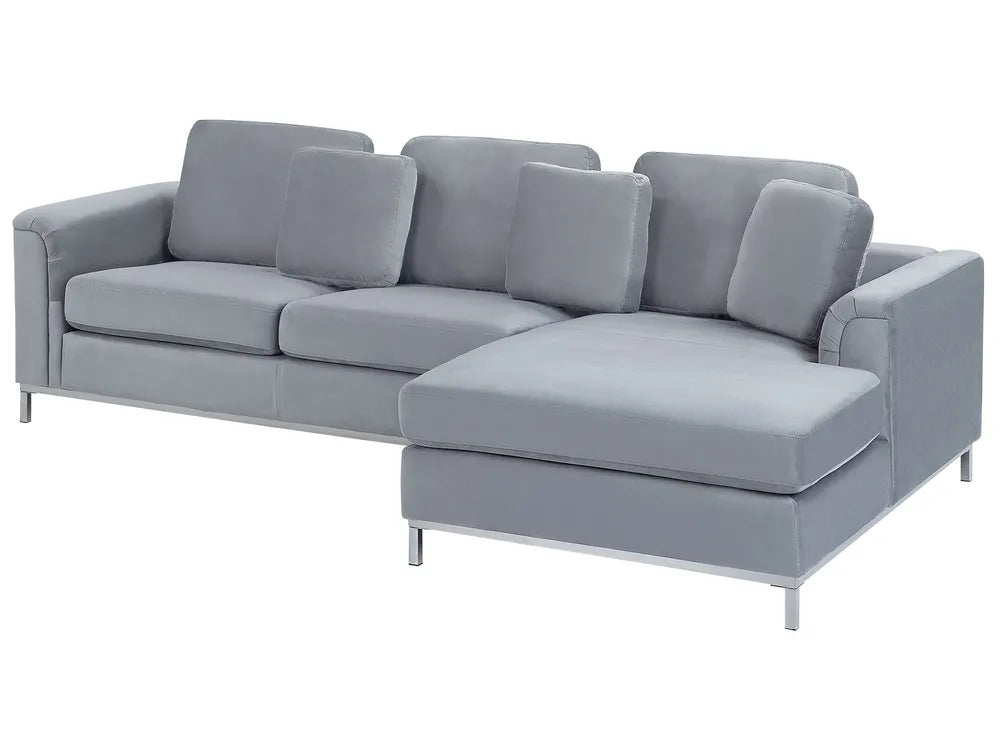 Corner Sofa 4 Seater Velvet Grey Left Hand Thremo