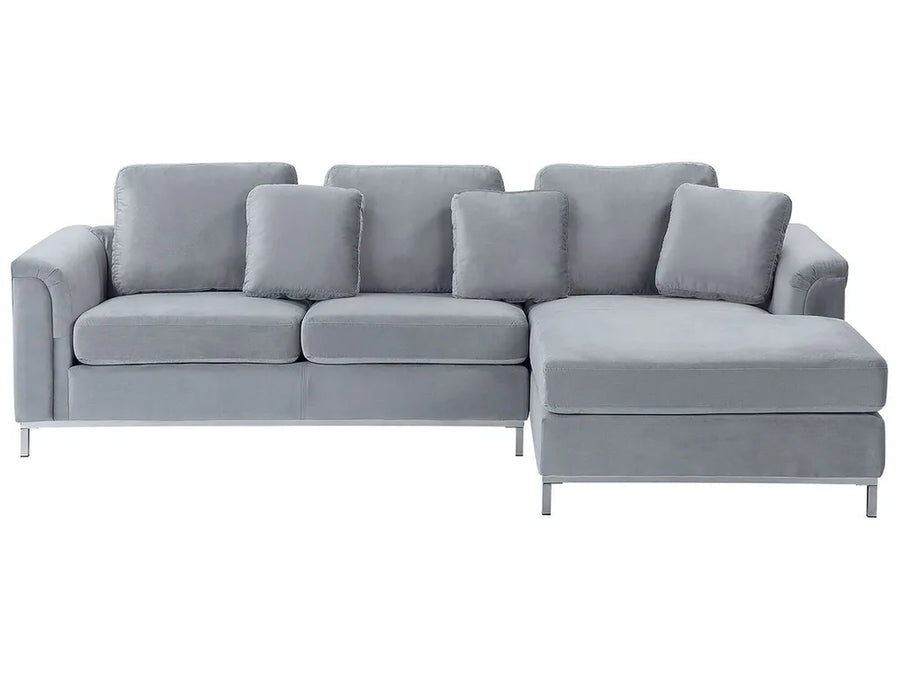 Gray sectional sofa on a white background