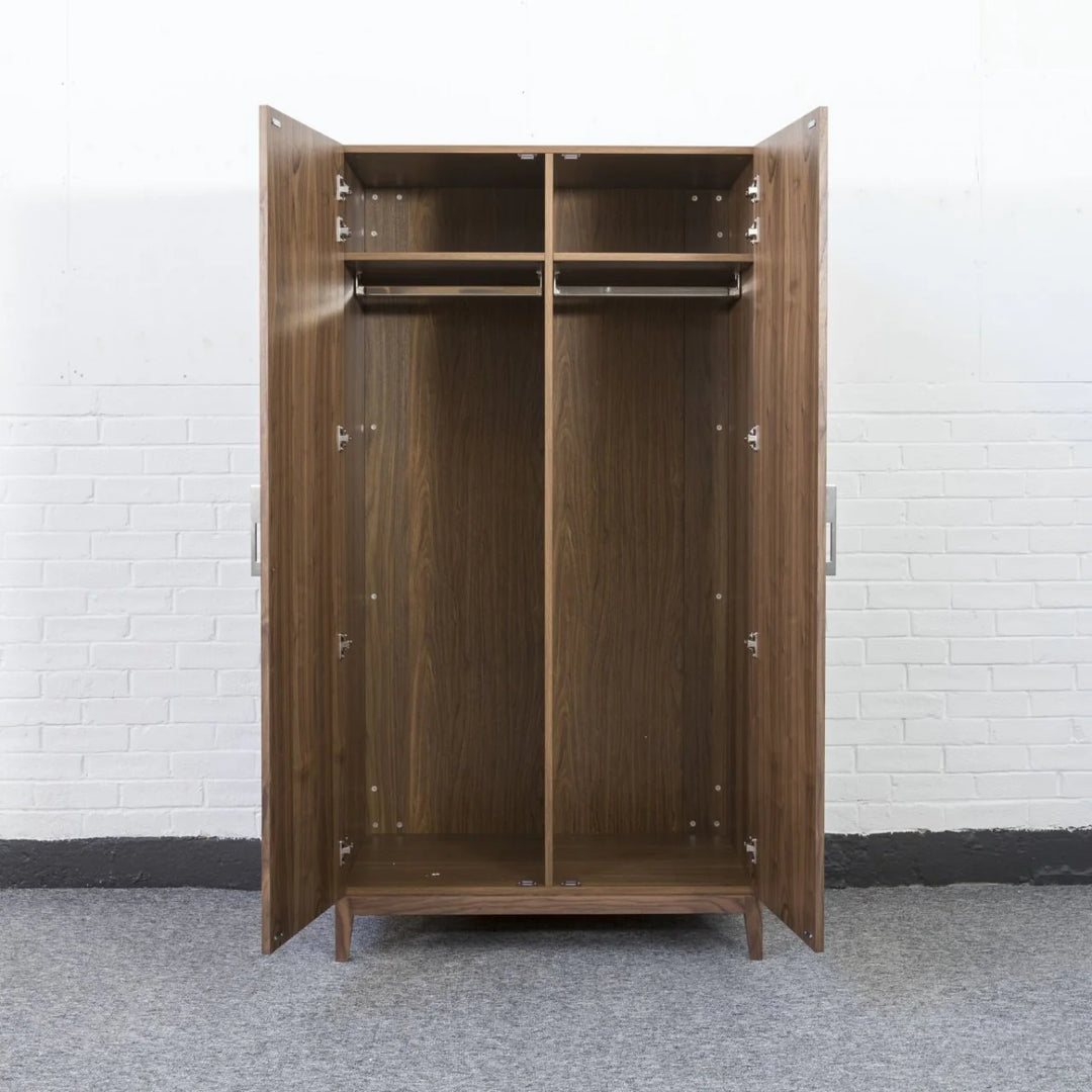 Calla Walnut Brown Wood Double Wardrobe