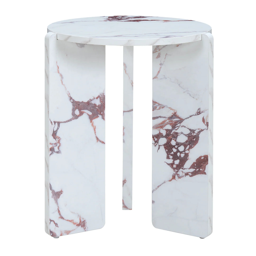 Hexagonal marble-patterned stool on a white background