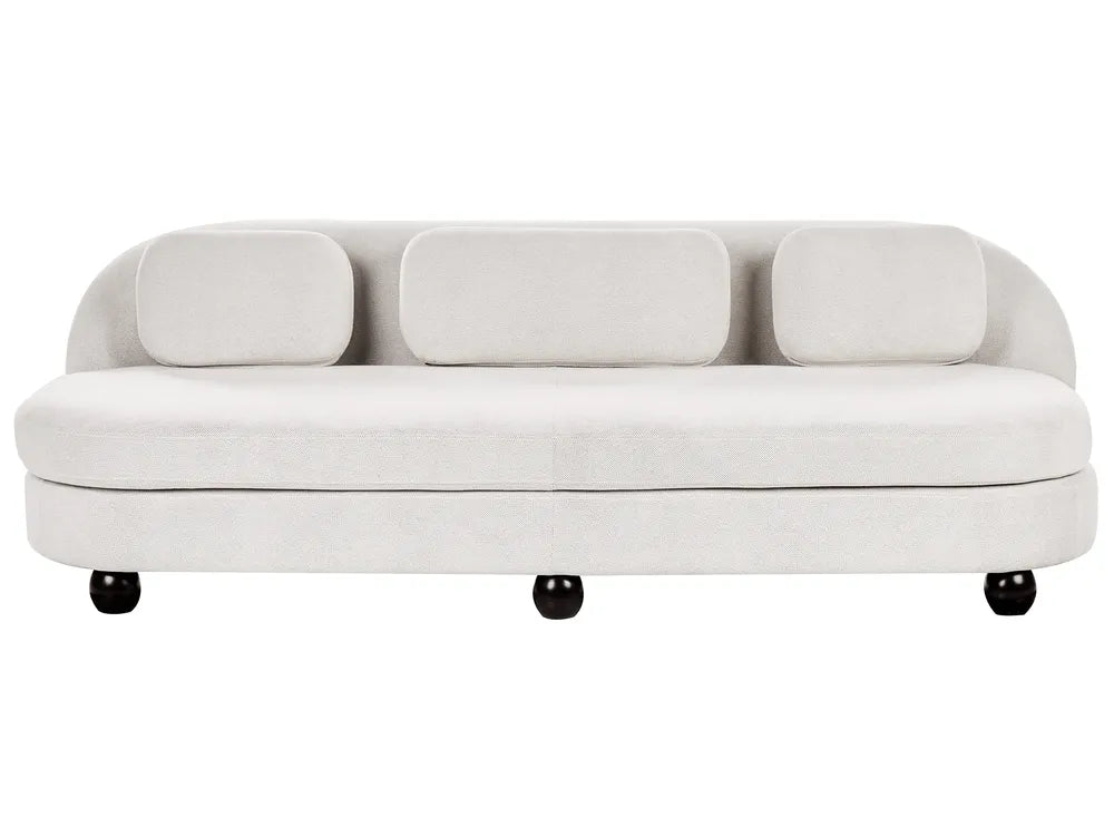 White sofa with black legs on a white background