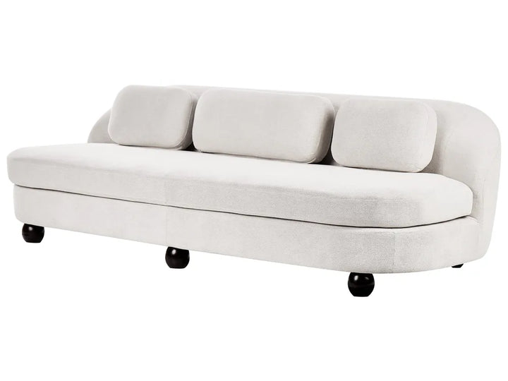 Sofa 3 Seater Fabric Off-White with Cushion Gabrielo