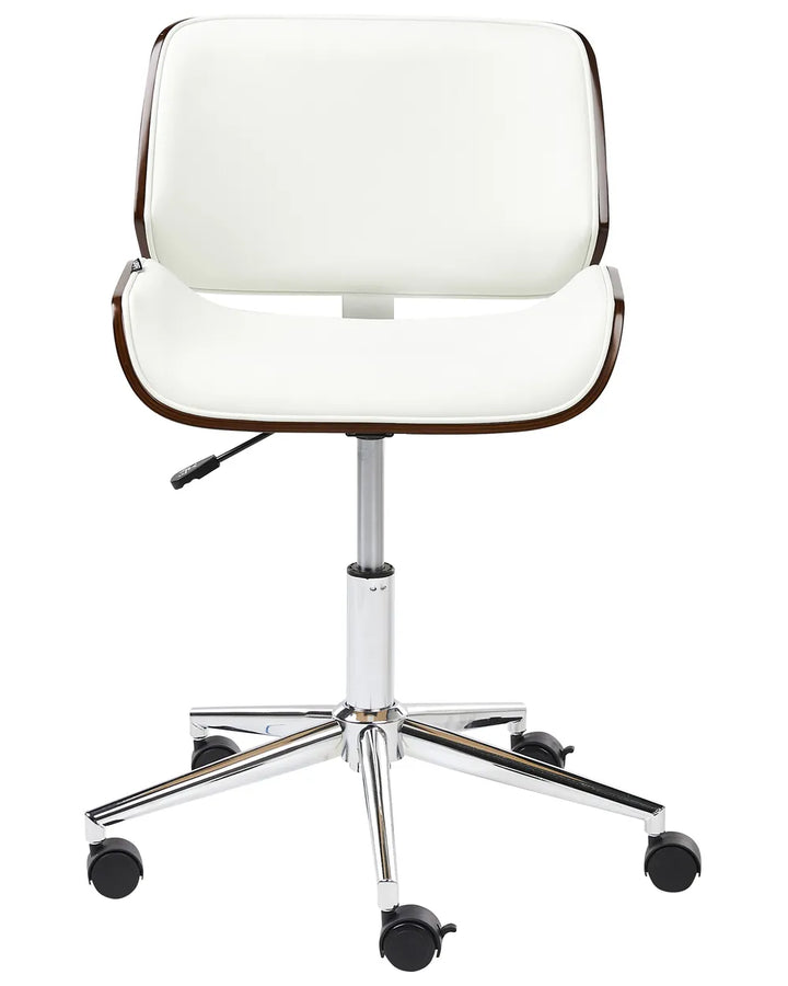 Desk Chair Faux Leather White Modern Zareon