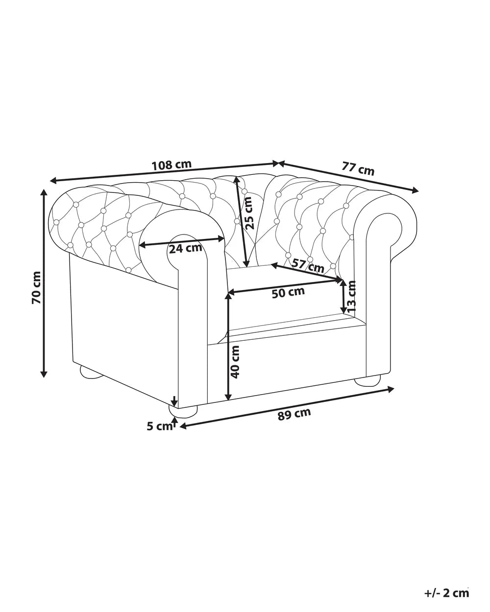 Armchair Leather Black Loriece