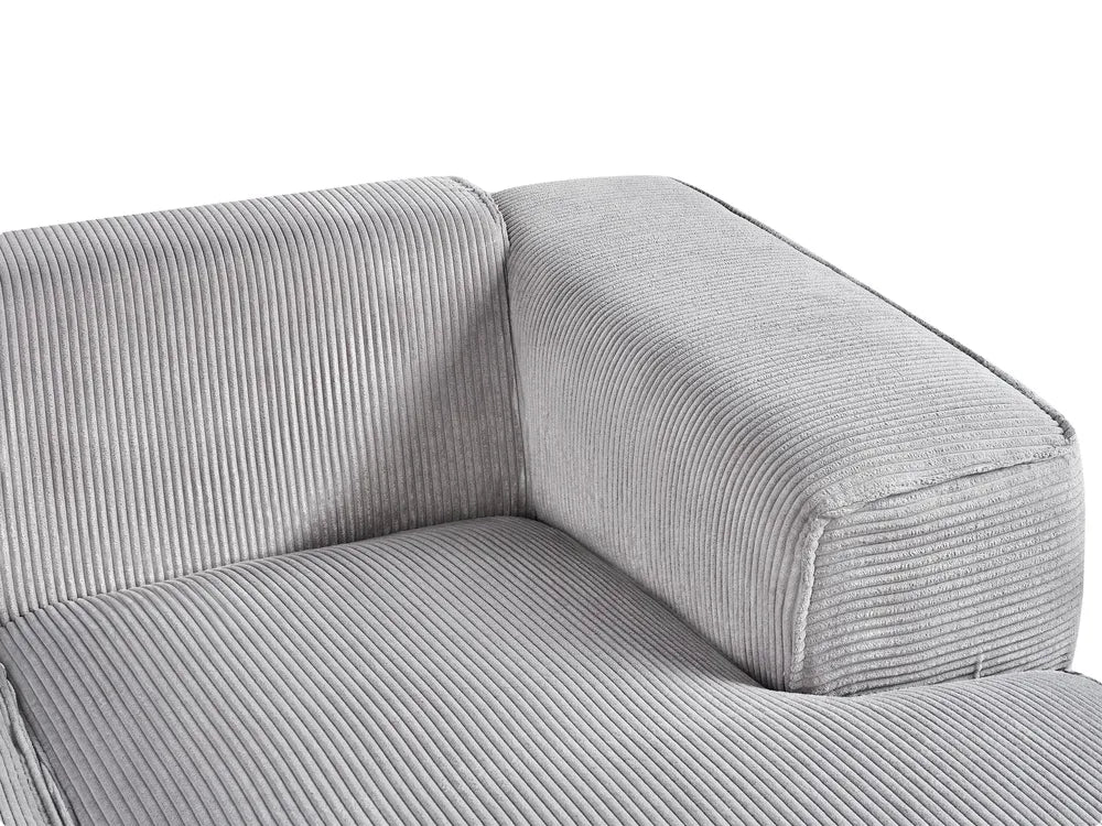 Corner Sofa 3 Seater Corduroy Light Grey Left Hand Rafael