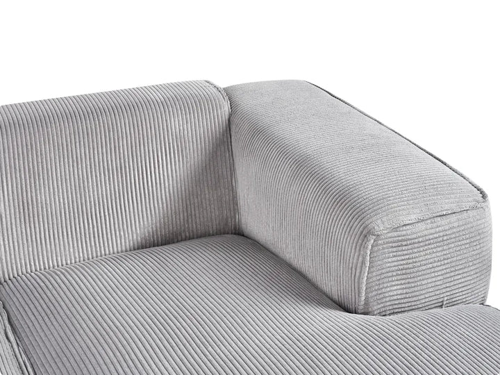Corner Sofa 3 Seater Corduroy Light Grey Left Hand Rafael