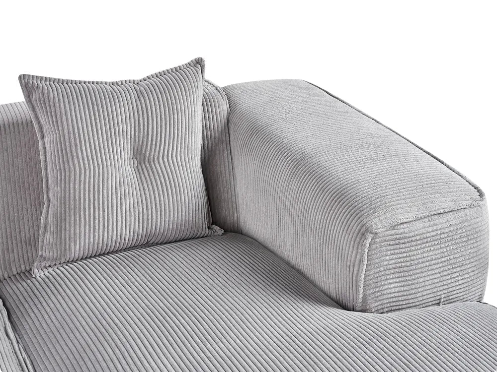 Corner Sofa 3 Seater Corduroy Light Grey Left Hand Rafael