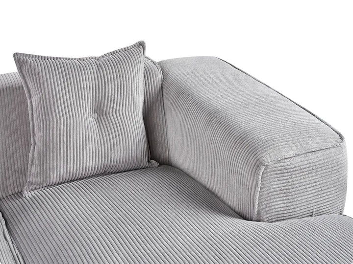 Corner Sofa 3 Seater Corduroy Light Grey Left Hand Rafael
