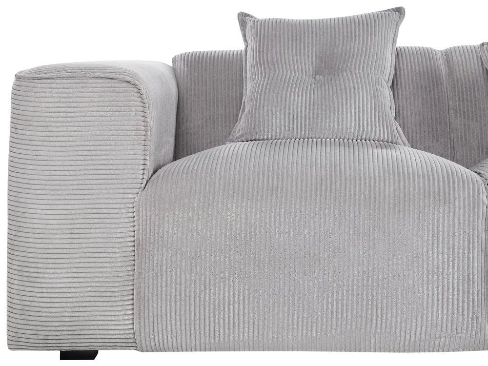 Corner Sofa 3 Seater Corduroy Light Grey Left Hand Rafael