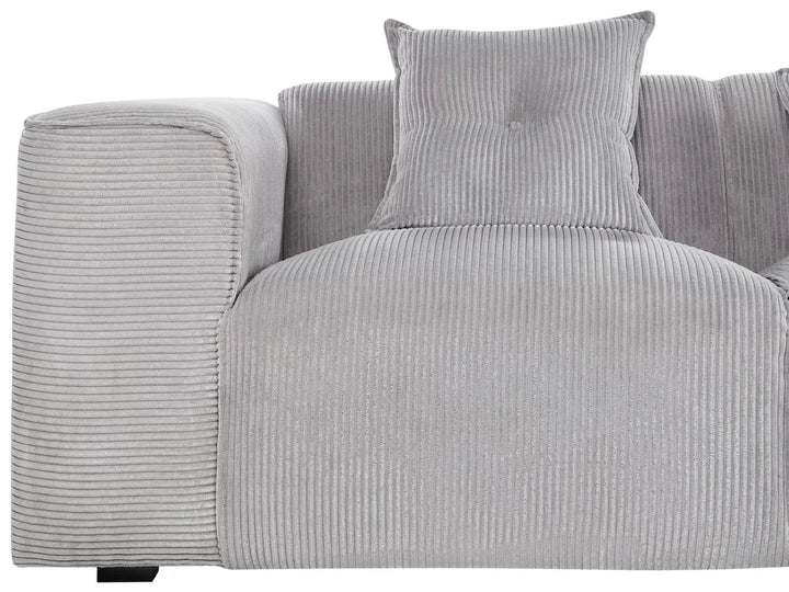 Corner Sofa 3 Seater Corduroy Light Grey Left Hand Rafael