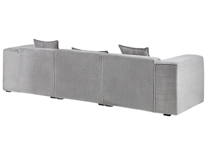 Corner Sofa 3 Seater Corduroy Light Grey Left Hand Rafael