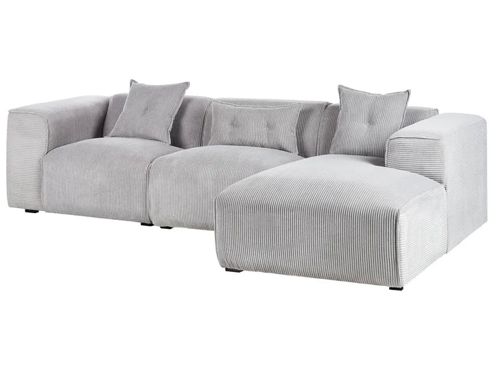 Corner Sofa 3 Seater Corduroy Light Grey Left Hand Rafael