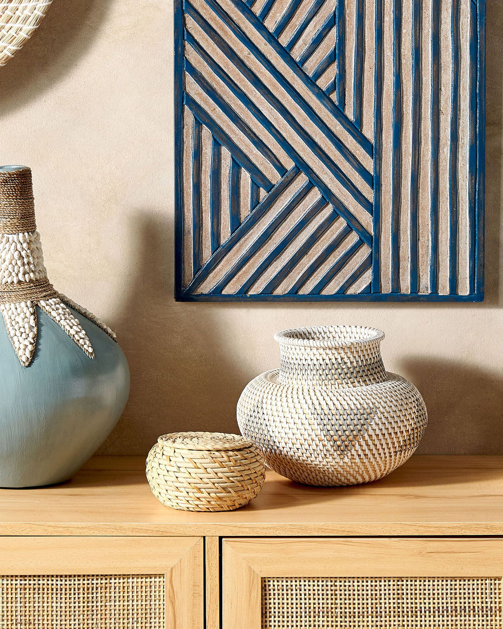 Asahan Decorative Vase Rattan 22 cm Natural