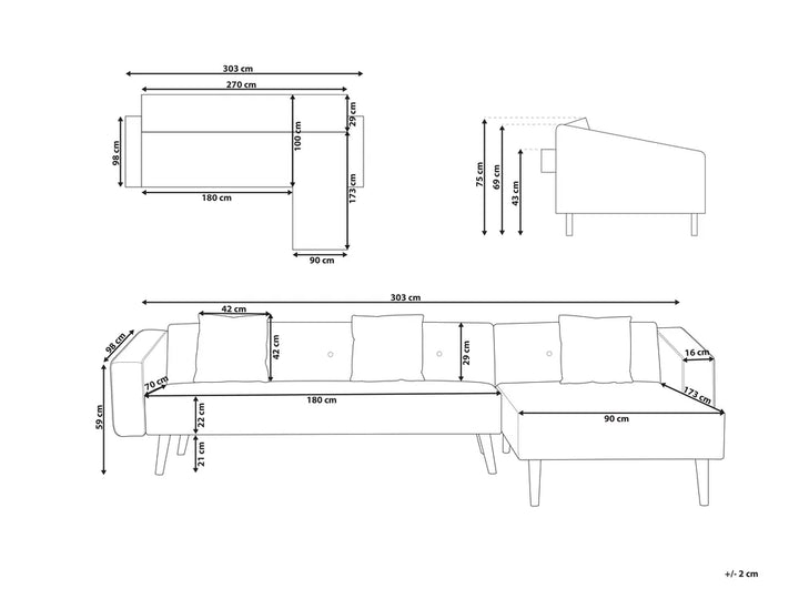 Corner Sofa Bed 4 Seater Velvet Emerald Green Left Hand Alarick