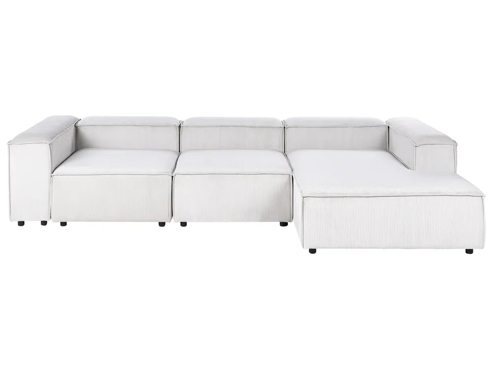Modular Corner Sofa 4 Seater Corduroy Off-White Left Hand Oakham