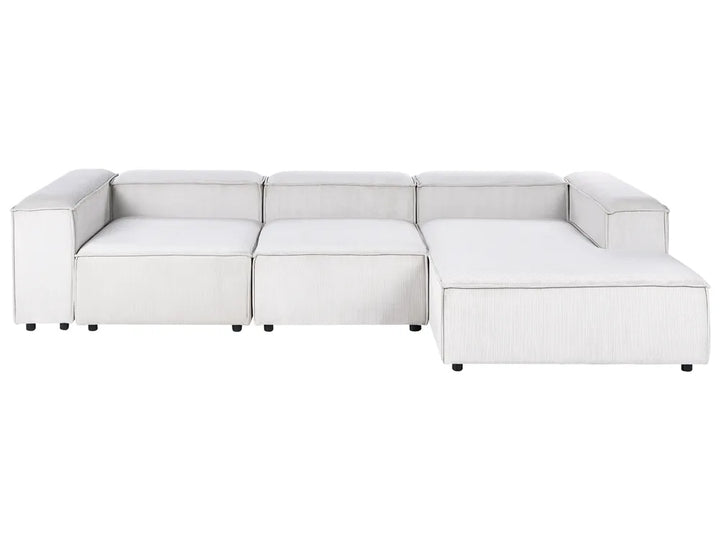 Modular Corner Sofa 4 Seater Corduroy Off-White Left Hand Oakham