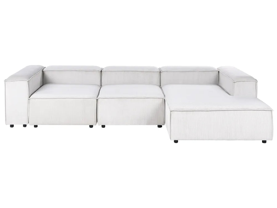 Modular Corner Sofa 4 Seater Corduroy Off-White Left Hand Oakham
