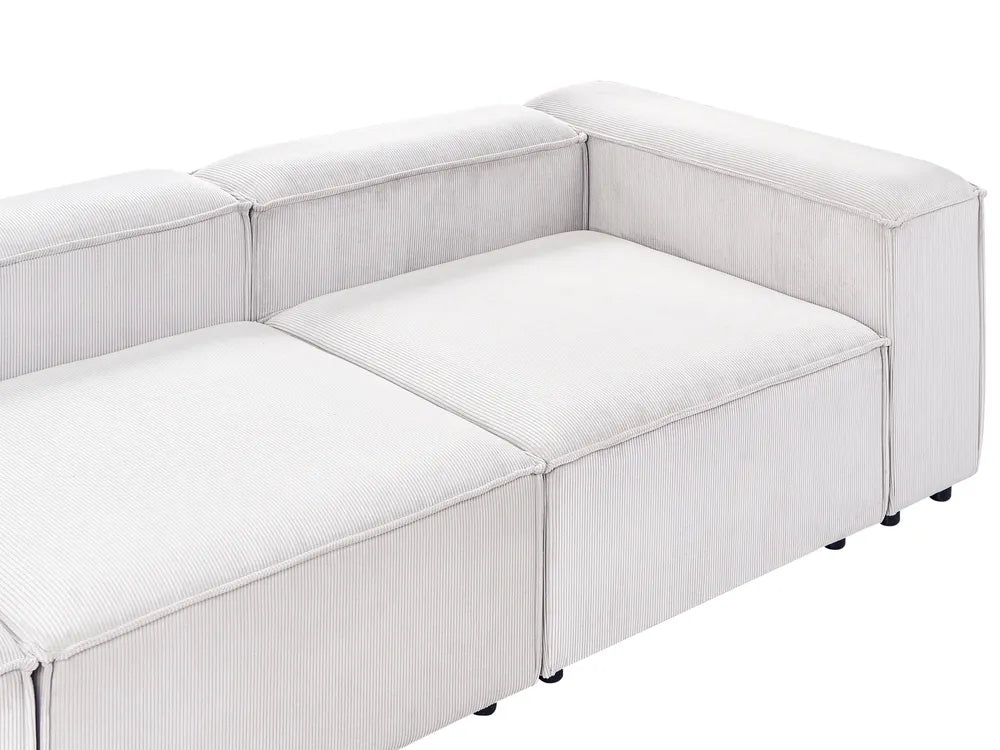 Modular Corner Sofa 4 Seater Corduroy Off-White Left Hand Oakham