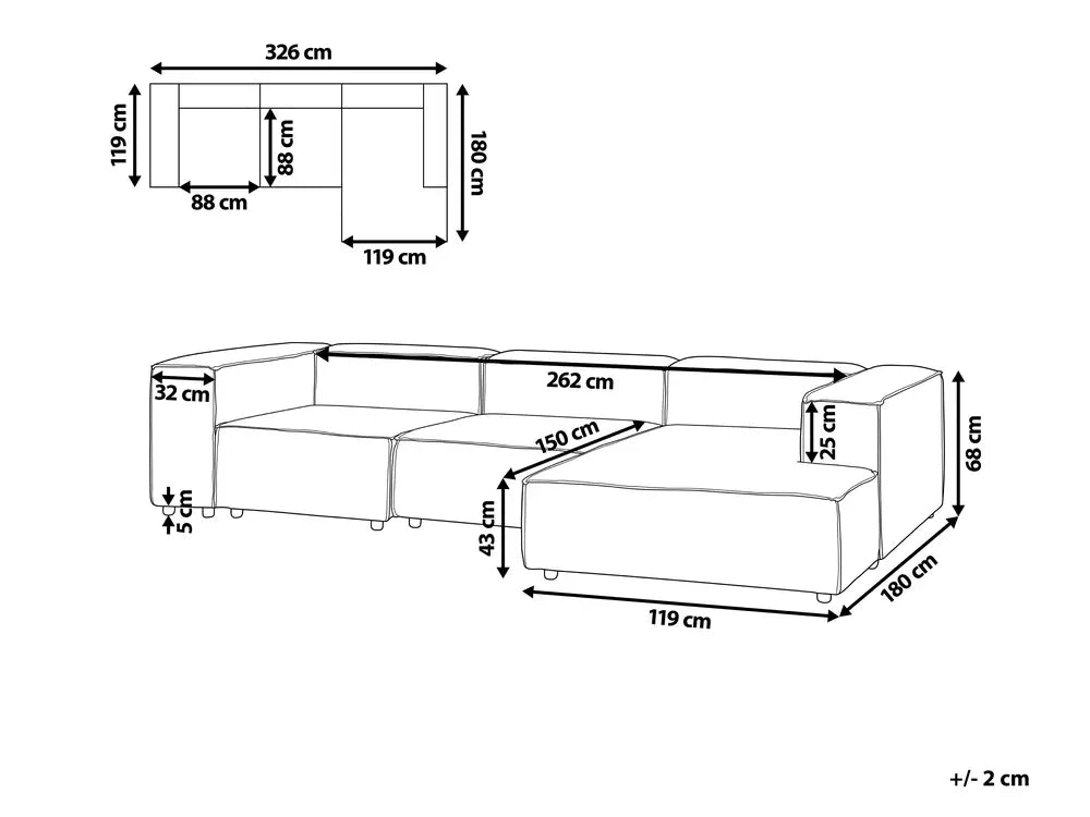 Modular Corner Sofa 4 Seater Corduroy Off-White Left Hand Oakham