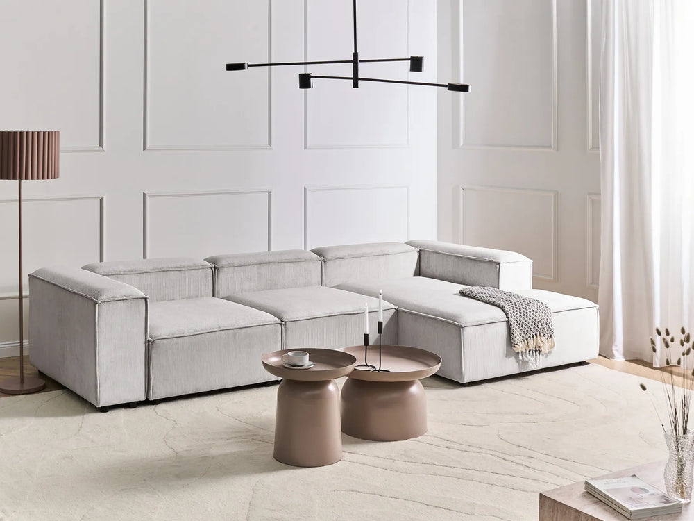 Modular Corner Sofa 4 Seater Corduroy Off-White Left Hand Oakham