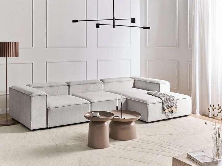 Modular Corner Sofa 4 Seater Corduroy Off-White Left Hand Oakham