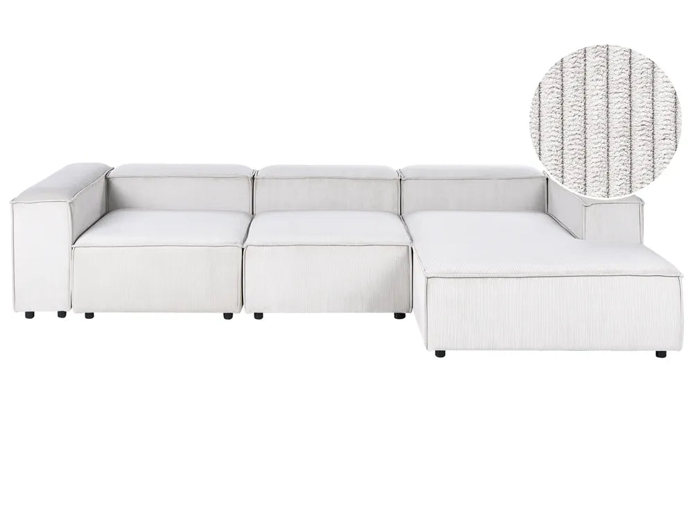 Modular Corner Sofa 4 Seater Corduroy Off-White Left Hand Oakham