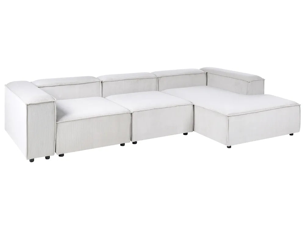 Modular Corner Sofa 4 Seater Corduroy Off-White Left Hand Oakham