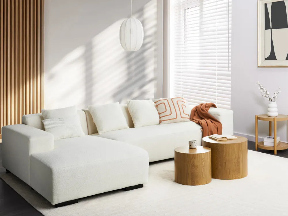 Corner Sofa 4 Seater Boucle White Right Hand Lecanto