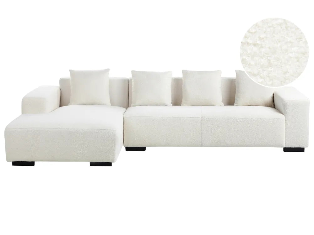 Corner Sofa 4 Seater Boucle White Right Hand Lecanto