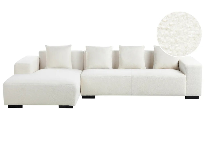 Corner Sofa 4 Seater Boucle White Right Hand Lecanto