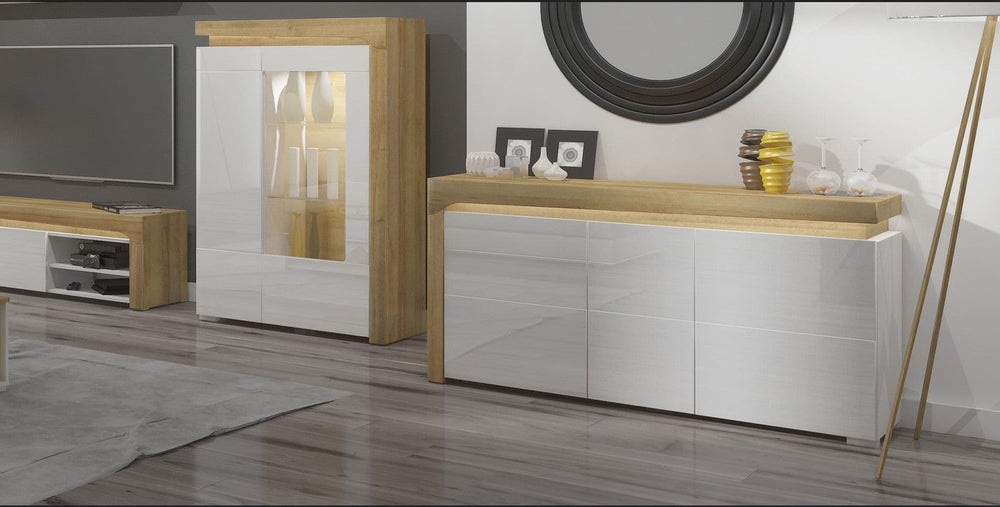 Modern sideboard with 3 doors internal shelves and lighting