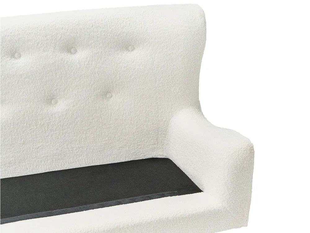 Upholstered Bench 2 Seater Boucle Off-White Denning