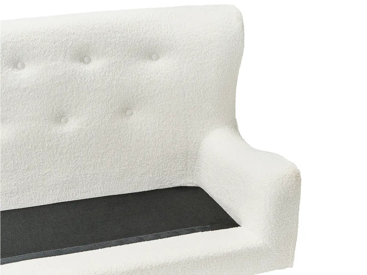 Upholstered Bench 2 Seater Boucle Off-White Denning