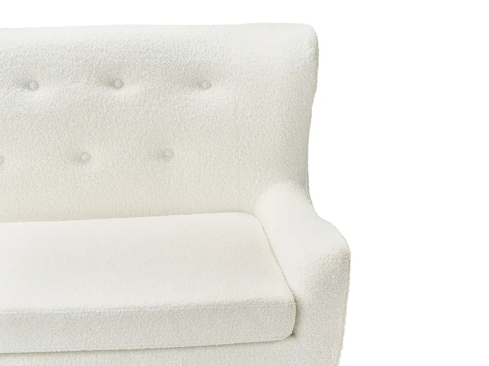 Upholstered Bench 2 Seater Boucle Off-White Denning