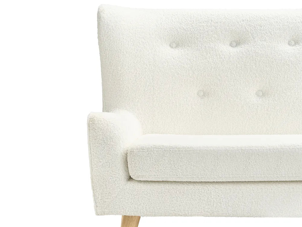 Upholstered Bench 2 Seater Boucle Off-White Denning