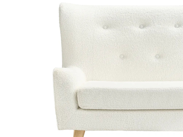 Upholstered Bench 2 Seater Boucle Off-White Denning