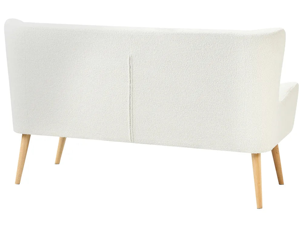 Upholstered Bench 2 Seater Boucle Off-White Denning