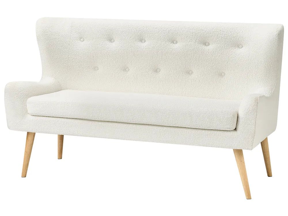 Upholstered Bench 2 Seater Boucle Off-White Denning