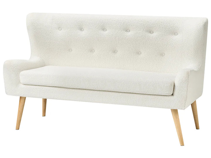 Upholstered Bench 2 Seater Boucle Off-White Denning