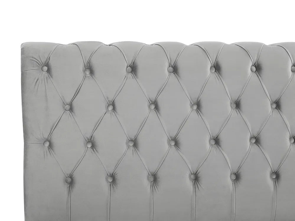 Bed Velvet 180 x 200 cm (EU Super King) Grey Duluth