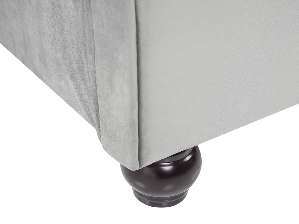 Bed Velvet 180 x 200 cm (EU Super King) Grey Duluth