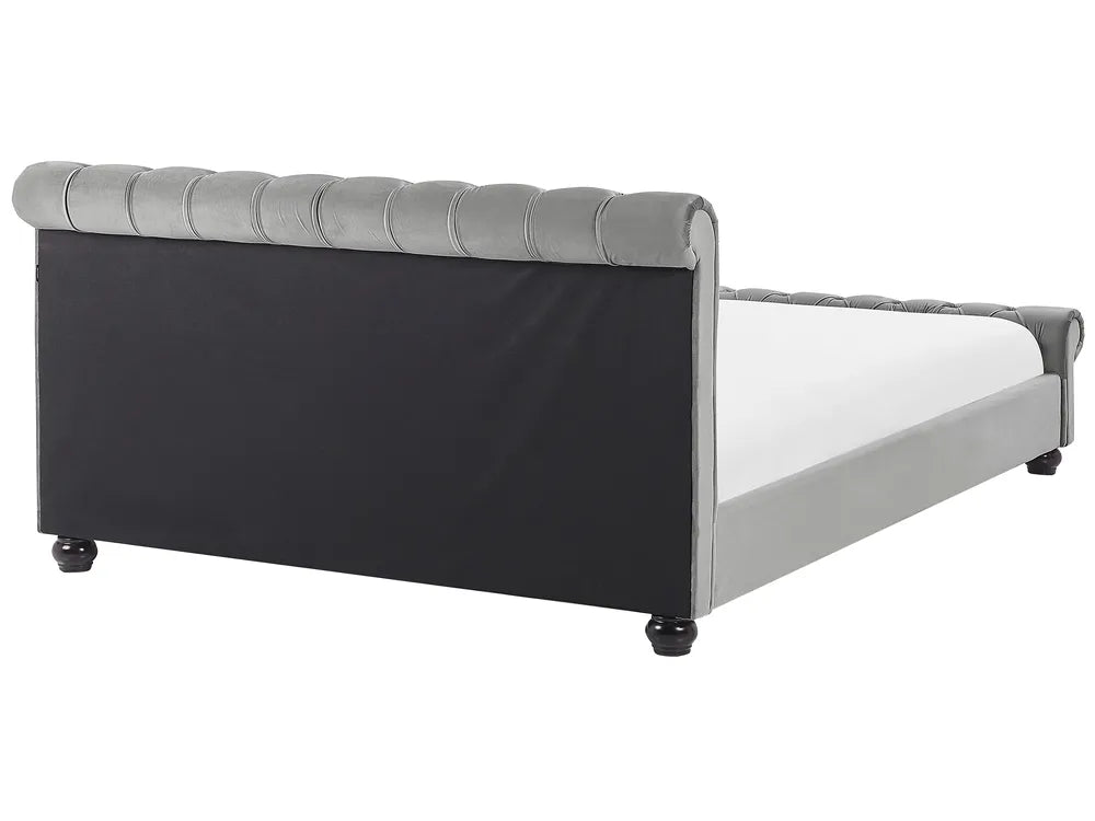 Bed Velvet 180 x 200 cm (EU Super King) Grey Duluth