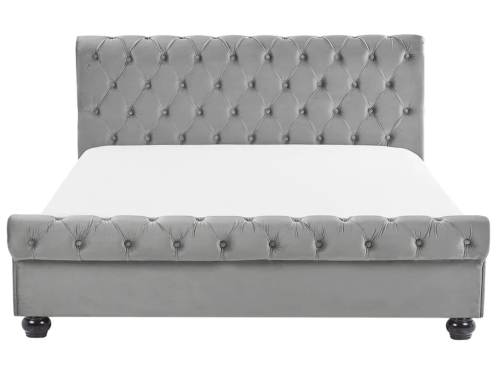 Bed Velvet 180 x 200 cm (EU Super King) Grey Duluth