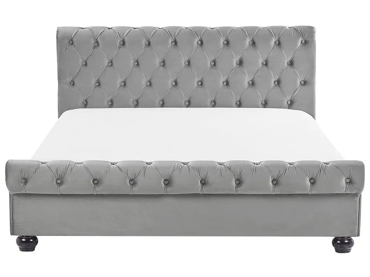 Bed Velvet 180 x 200 cm (EU Super King) Grey Duluth